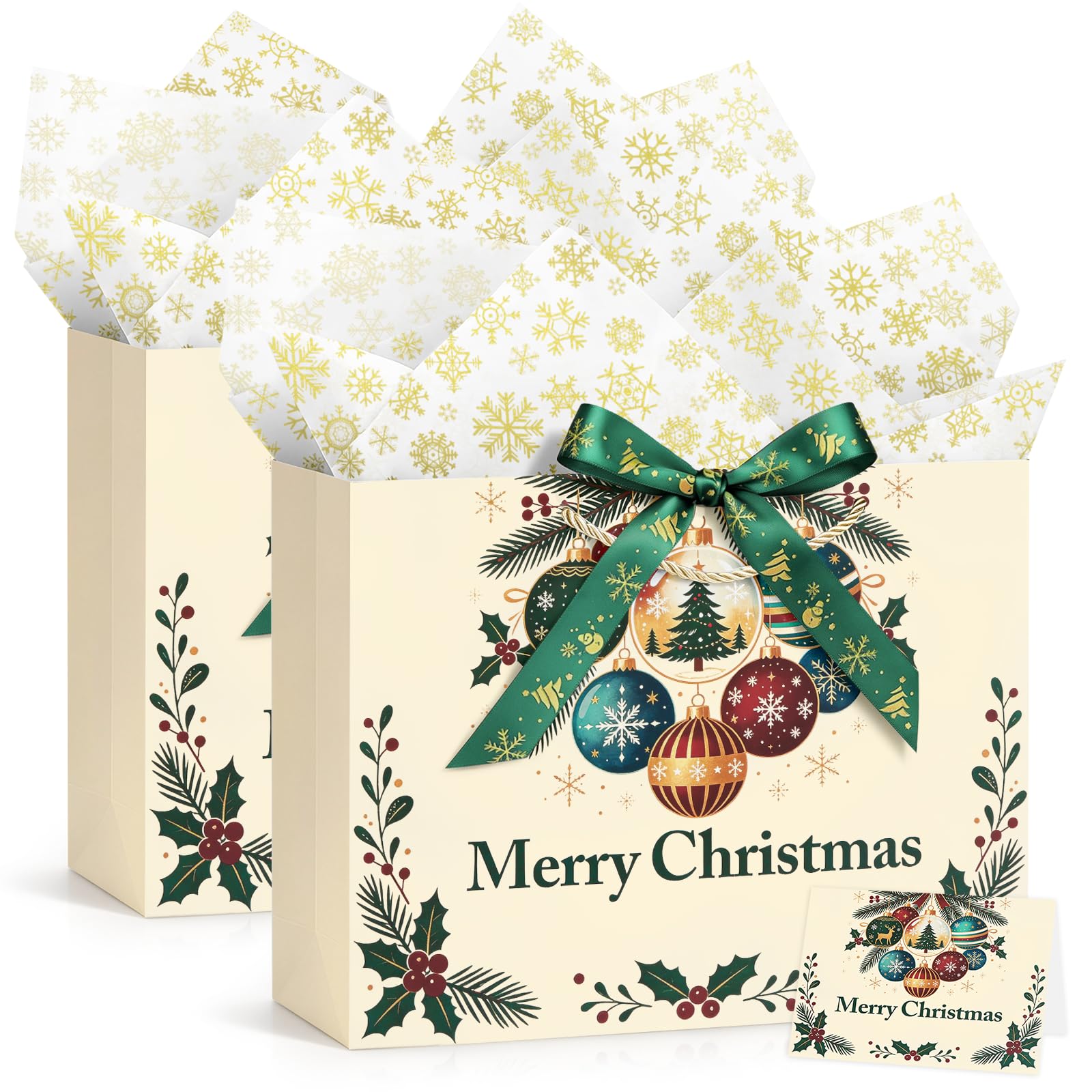 JMANNI 2Pcs Large White Christmas Gift Bag for Present,Chic Xmas Gift Bags โ image 1