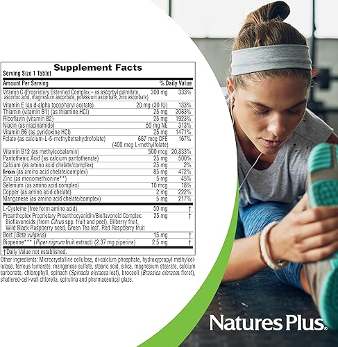 Miniatura 10 de NaturesPlus Hema-Plex Iron - 60 tabletas - 85 mg de hierro elemental + vitamina C y bioflavonoides para glóbulos rojos saludables, vegano, sin