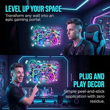 Large 3D Gaming Wall Stickers Gamer Controller Video Game Joystick Wall Decals Gaming Room Accessories Teenagers Boy Bedroom Playroom Wall Decor