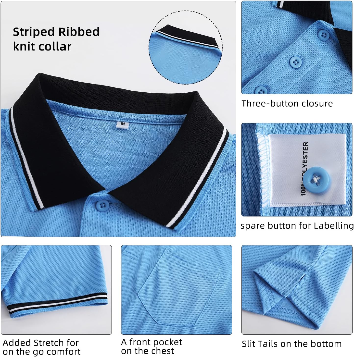 CUTIEHON Men's Baseball Umpire Shirt, Short Sleeve referee Jersey Shirts Sized for umpire chest protector - Image 4