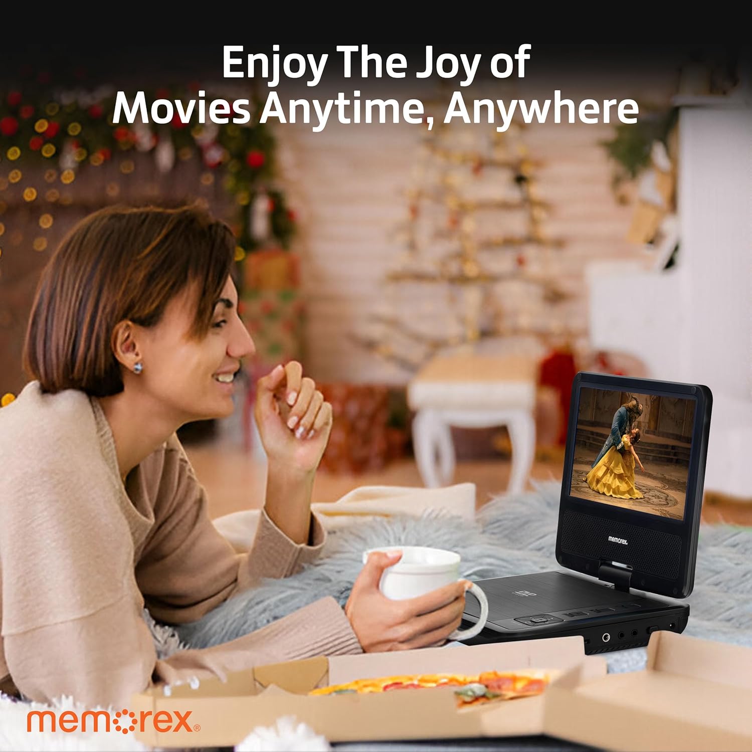 Memorex 9.5-Inch Portable DVD Player with 7-Inch Swivel Screen, 4-6 Hour Watching Time, Dual Speaker, Remote Control, Supports Sync with TV, USB/SD/AV