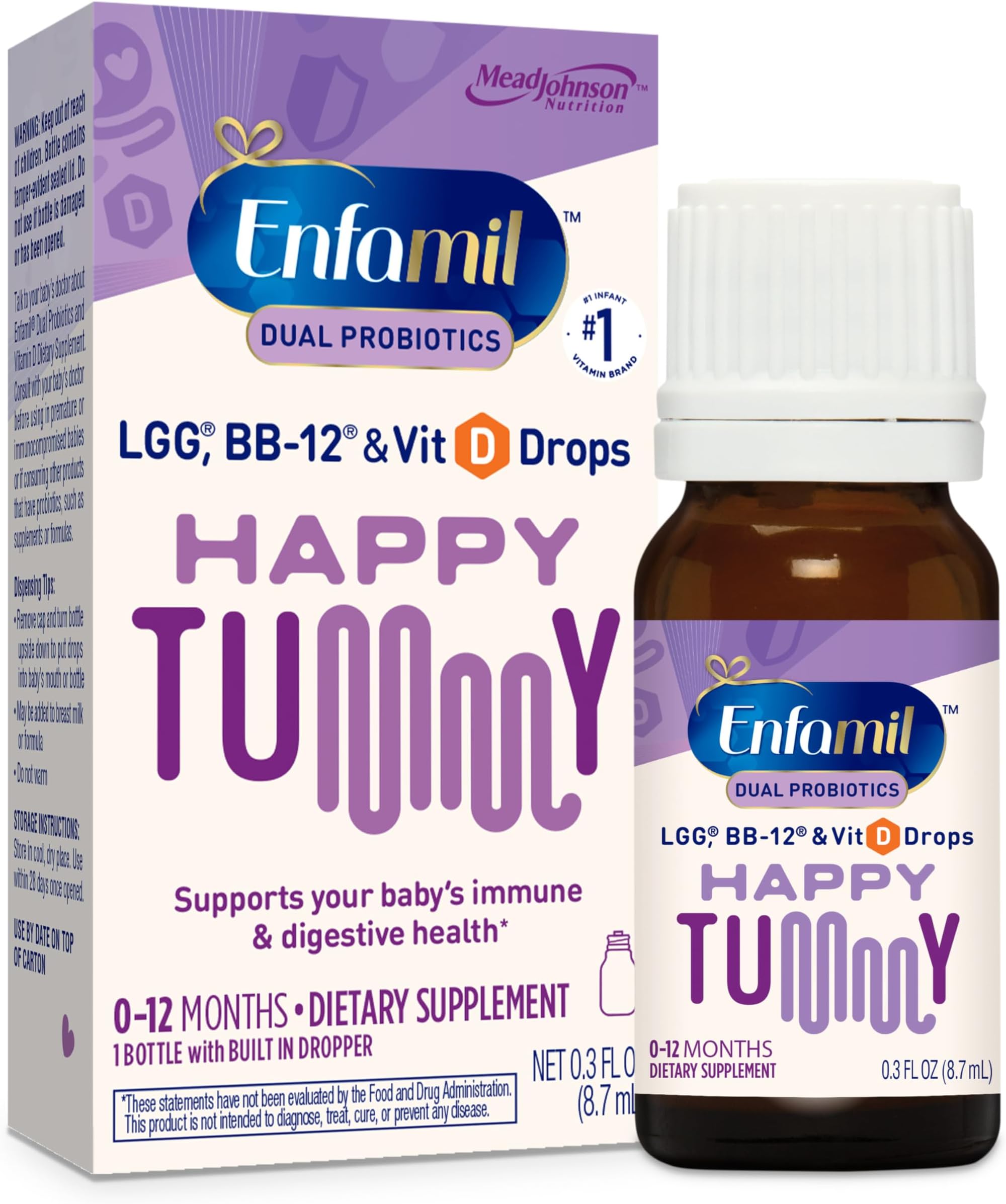 Prenatals & Baby Vitamins Dual Probiotics Drops, Supports Baby's Immune & Digestive Health*, 8.7mL Bottle​