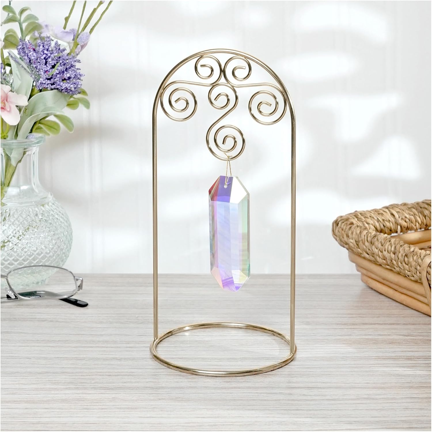 Bard's Arched Gold-Toned Ornament Stand, Small Scroll, 8" H x 3.75" W x 3.75" D