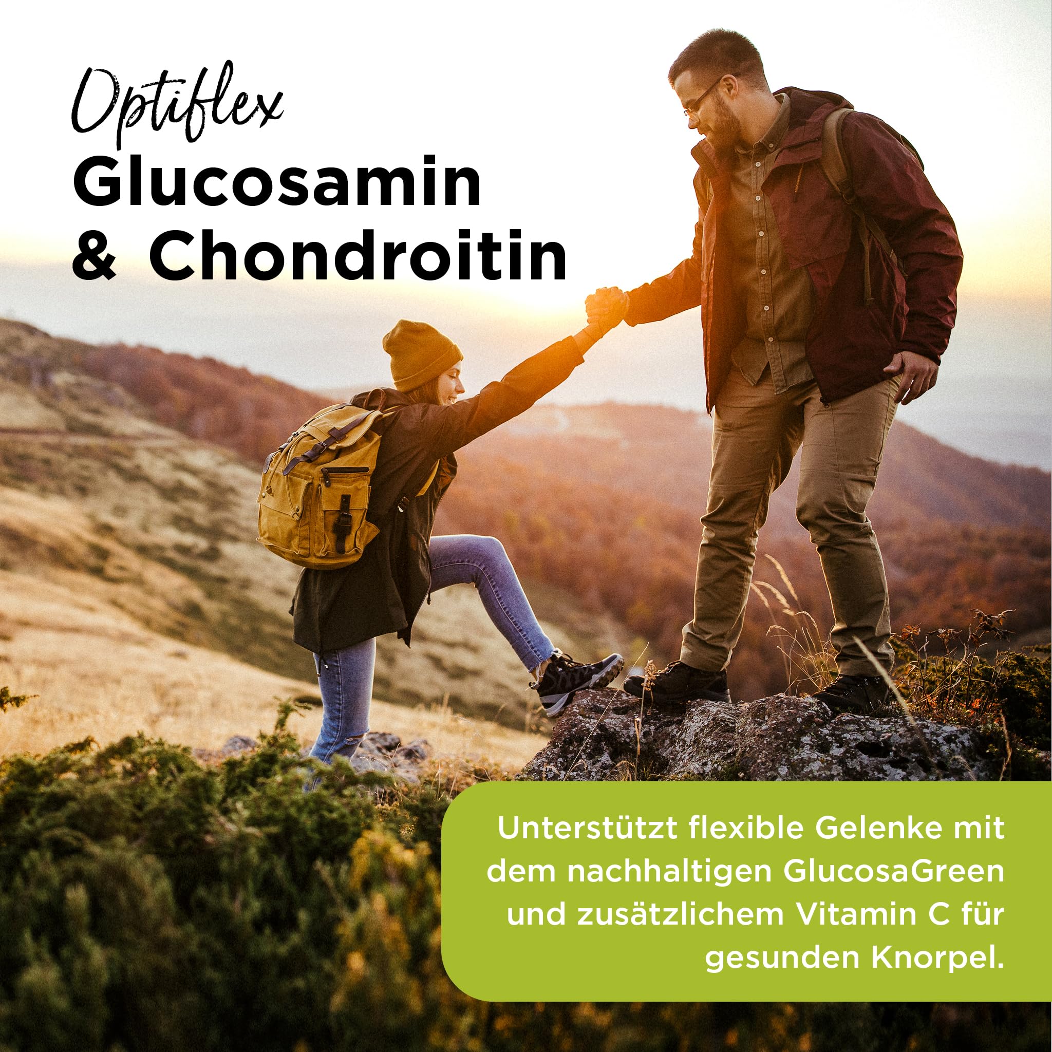 Healthspan Glucosamin & Chondroitin | 500 mg Optiflex Glucosamin & 100 mg Chondroitinsulfat | 20 mg Vitamin C | 120 Tablettem