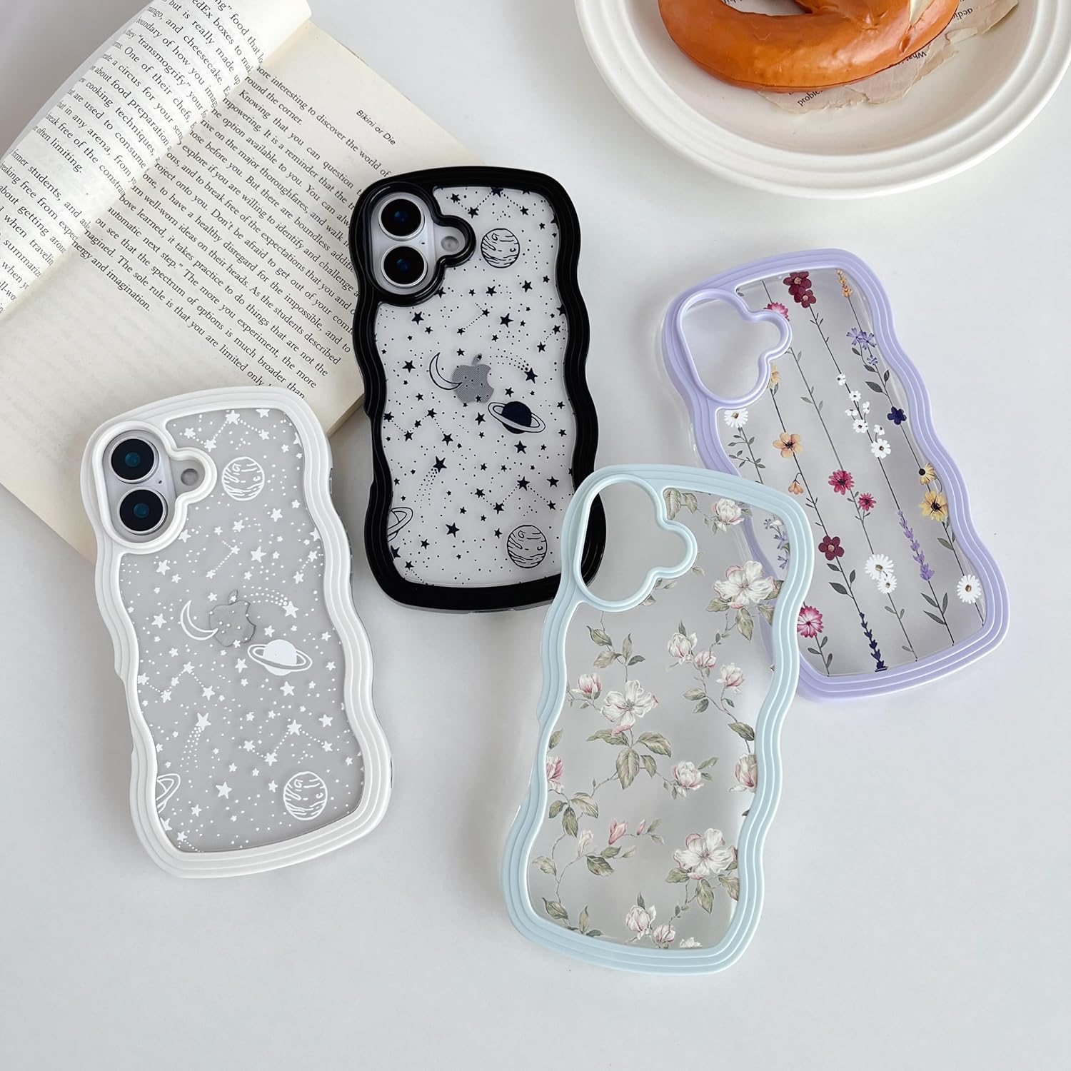 ZTOFERA Floral Case for iPhone 16 6.1 inch,Cute Curly Wave Frame Shape Case with Green Leaf Flower Pattern for Women Girls, Clear Slim Shockproof Phone Cover for iPhone 16, Green - Image 7