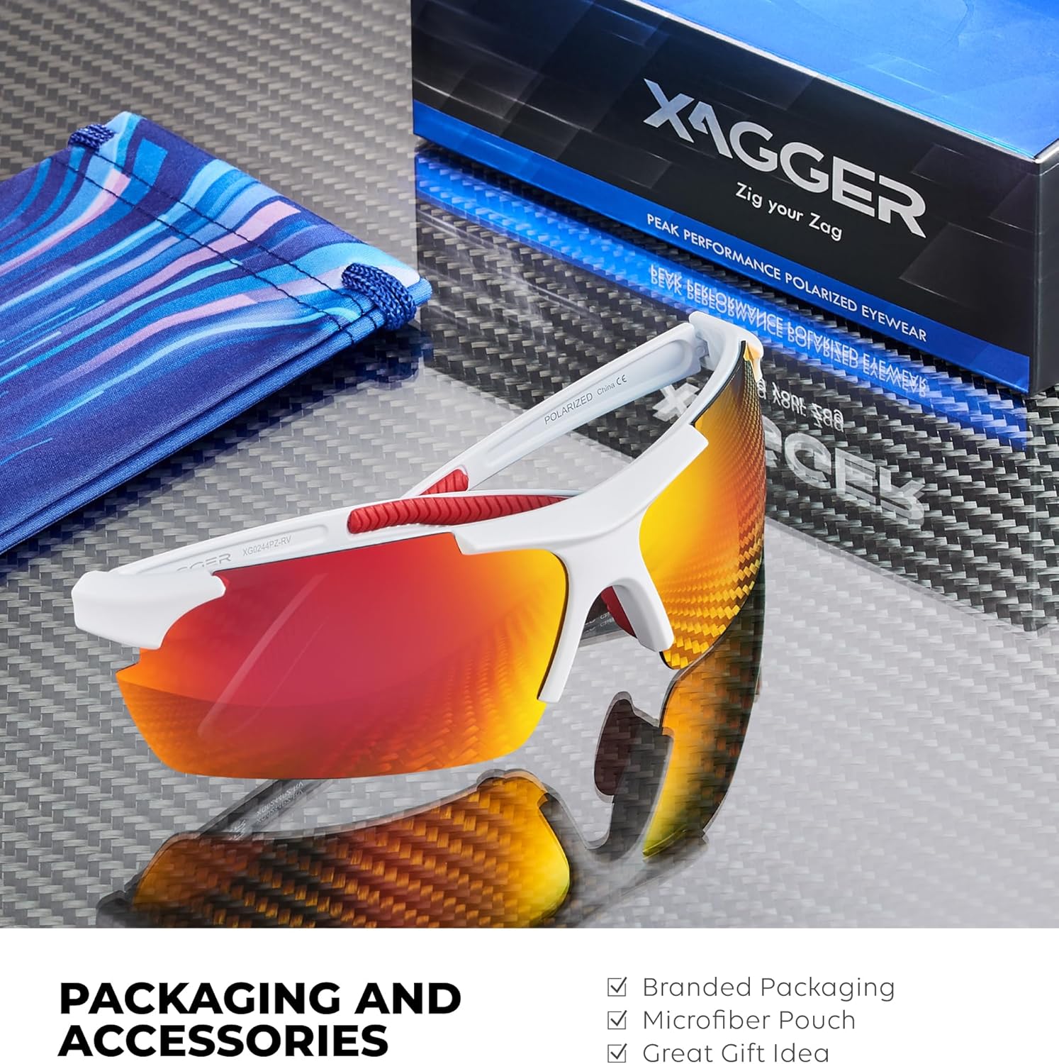 Xagger Polarized Sports Sunglasses for Men Women Wrap Around UV400 Running Baseball Softball Cycling Driving Glasses - Image 5