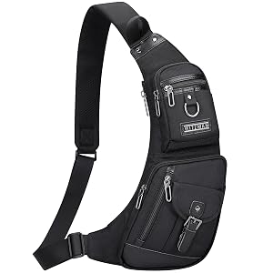 WITZMAN Sling Bag for Men Crossbody Bags Travel Slim Chest Bag One Strap Lightweight Casual Daypack