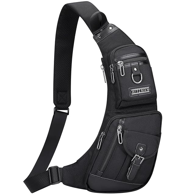 WITZMAN Sling Bag for Men Crossbody Bags Travel Slim Chest Bag One Strap Lightweight Casual Daypack