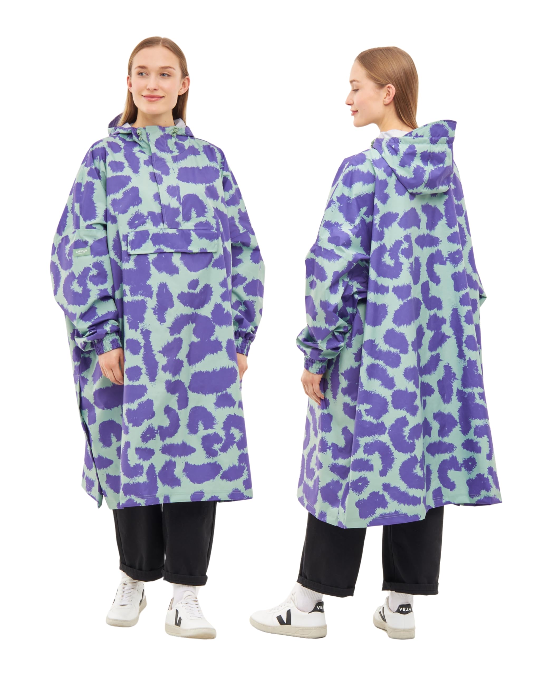 LARKSON Poncho Antipioggia Donna Uomo - Lykke - Impermeabile Pioggia per Bicicletta Outdoor Festival - Colonna d'Acqua da 10000mm - Giacca Antipioggia con Cuciture Nastrate