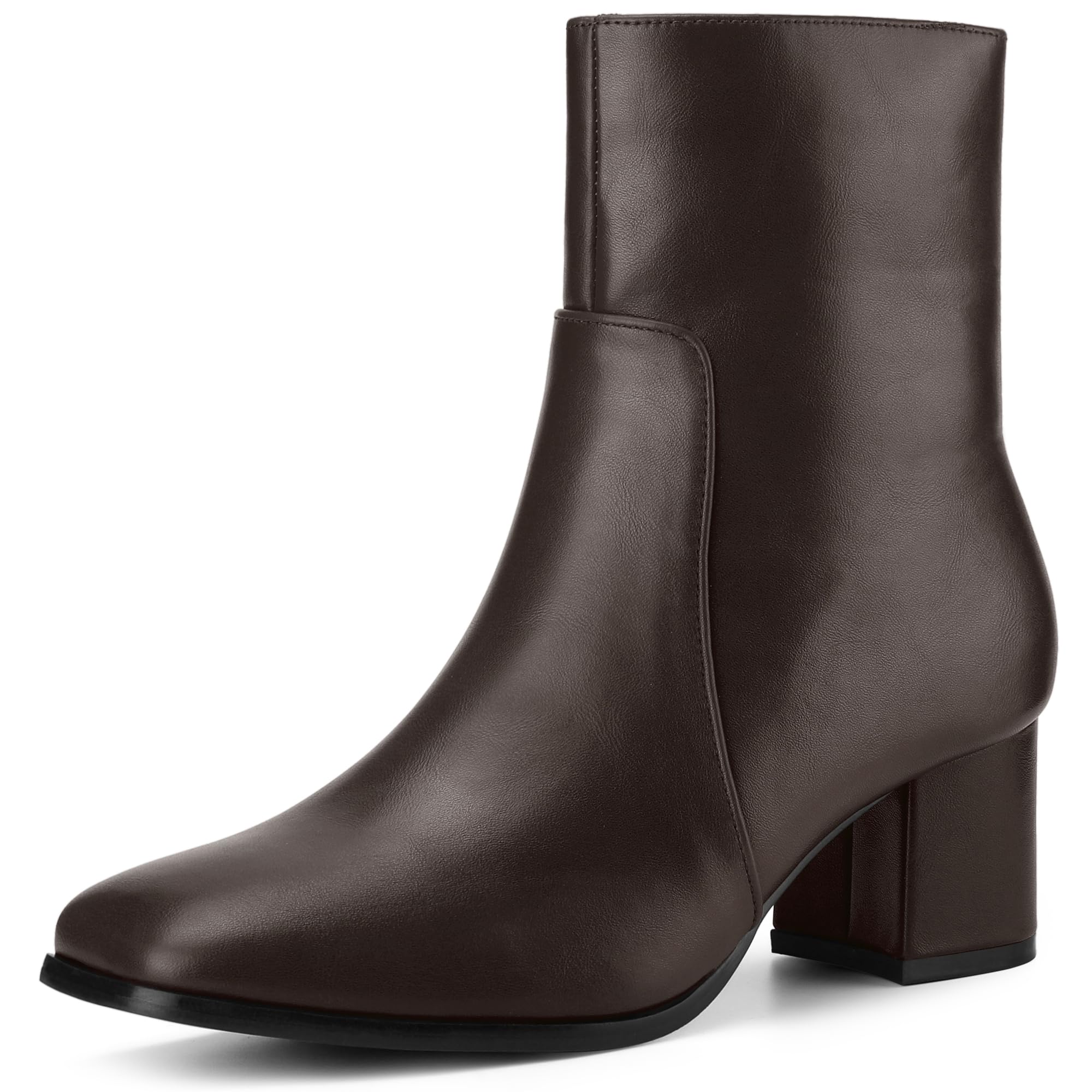 Perphy Square Toe Side Zip Chunky Heel Ankle Boots for Women