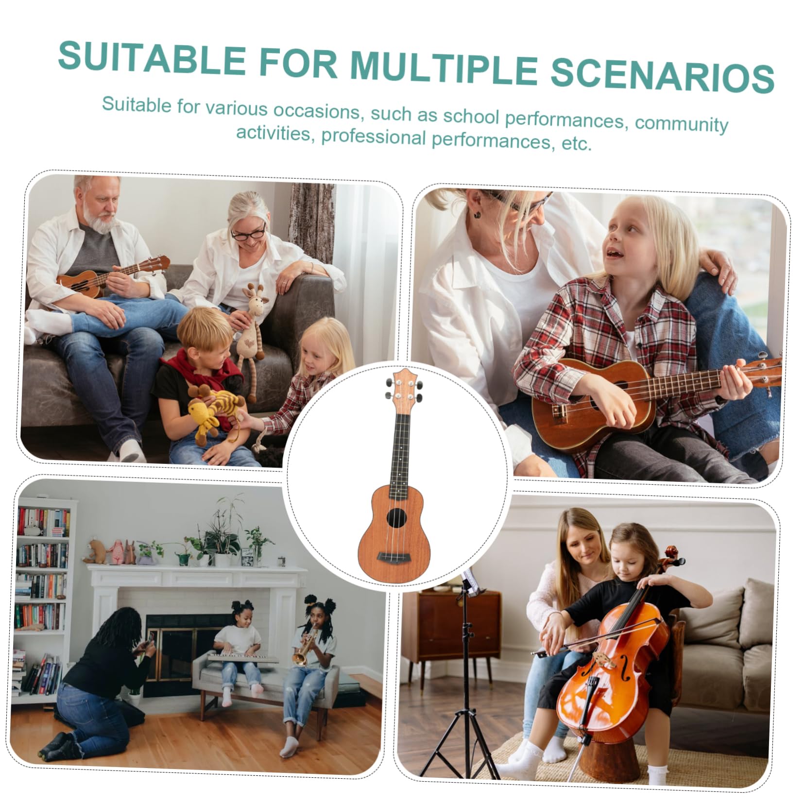ibasenice Ukulele Dla Dzieci 21 Drewniane Sopranowe Instrument Dla Początkujących Design Bezpieczny Dla Małych Rączek