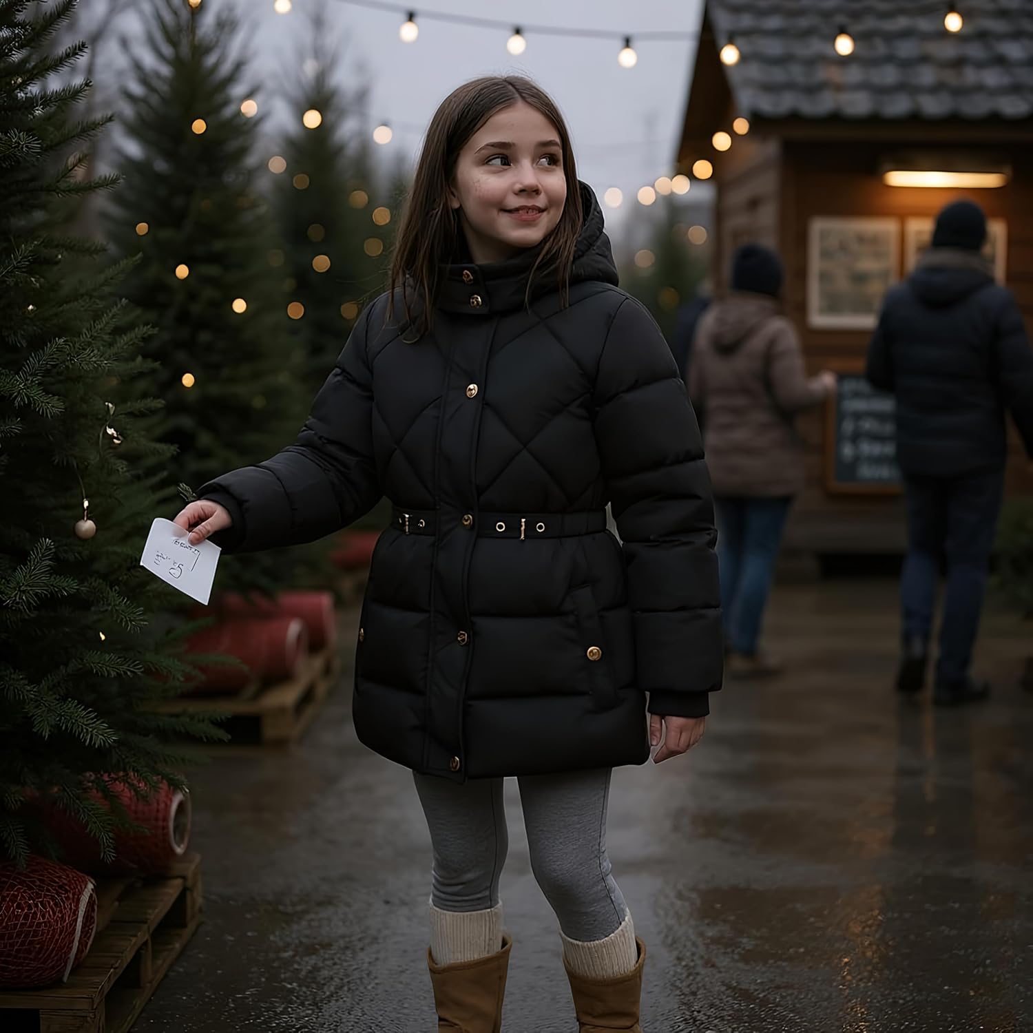 Rokka&Rolla Girls' Water-Resistant Long Puffer Jacket Winter Coat with Faux Fur-Lined Hood