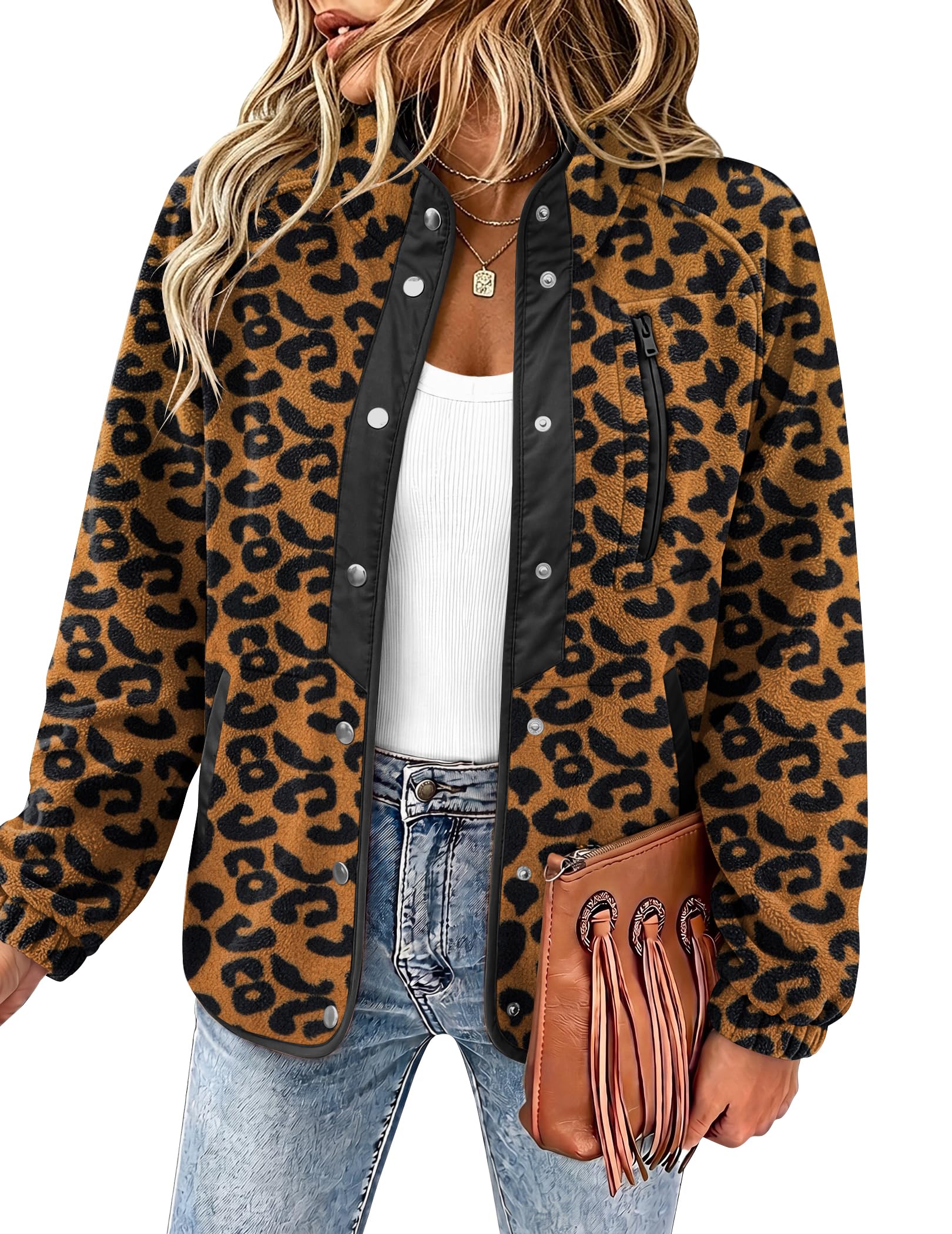 Zeagoo Women Western Aztec Print Fleece Jacket
