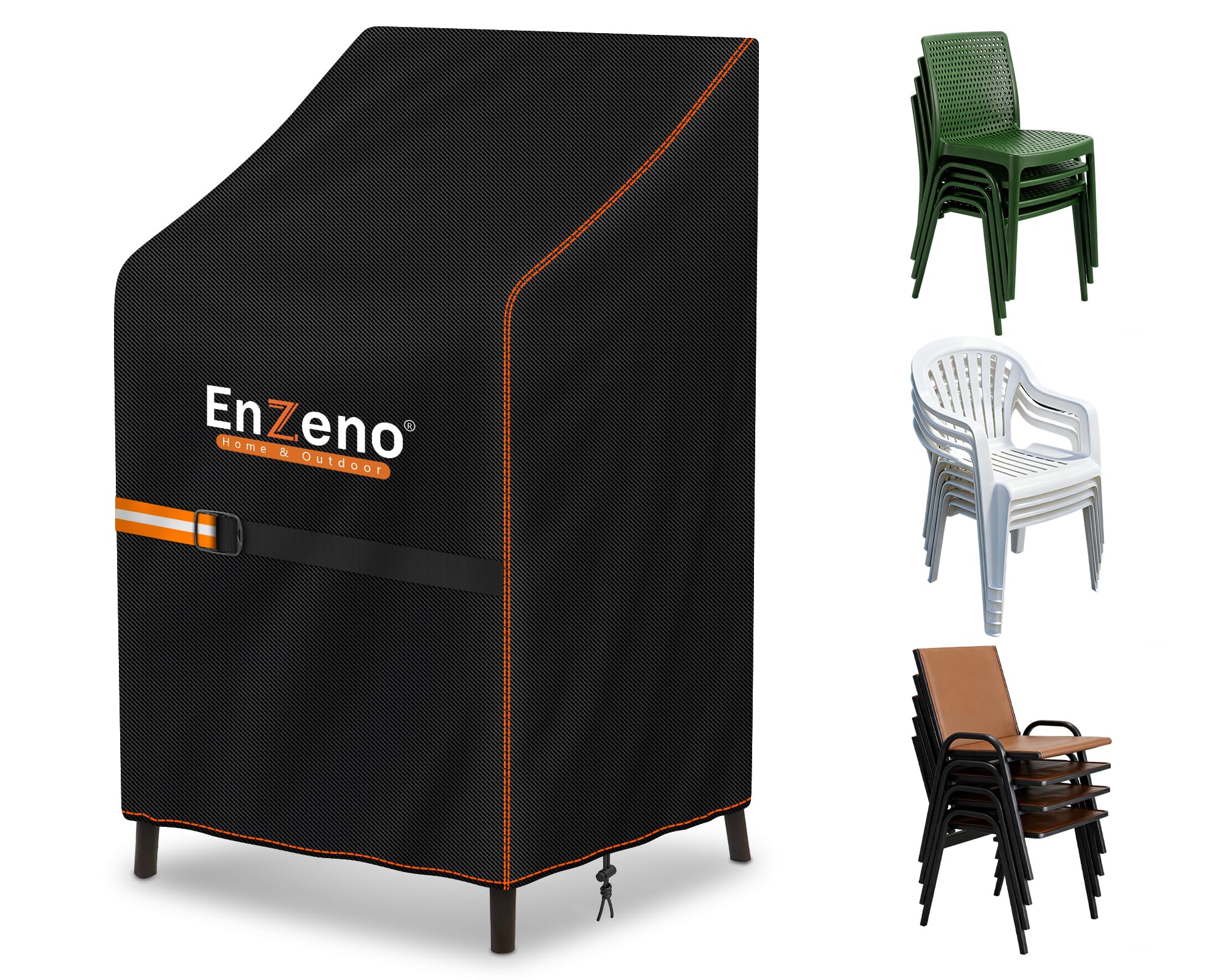 Enzeno Garden Chair Covers Waterproof - 210D Oxford Heavy Duty Outdoor Chair Cover Windproof Anti-UV Patio Stacking Chair Cover with Drawstring for Patio,70x90x80/120cm Garden Furniture Covers