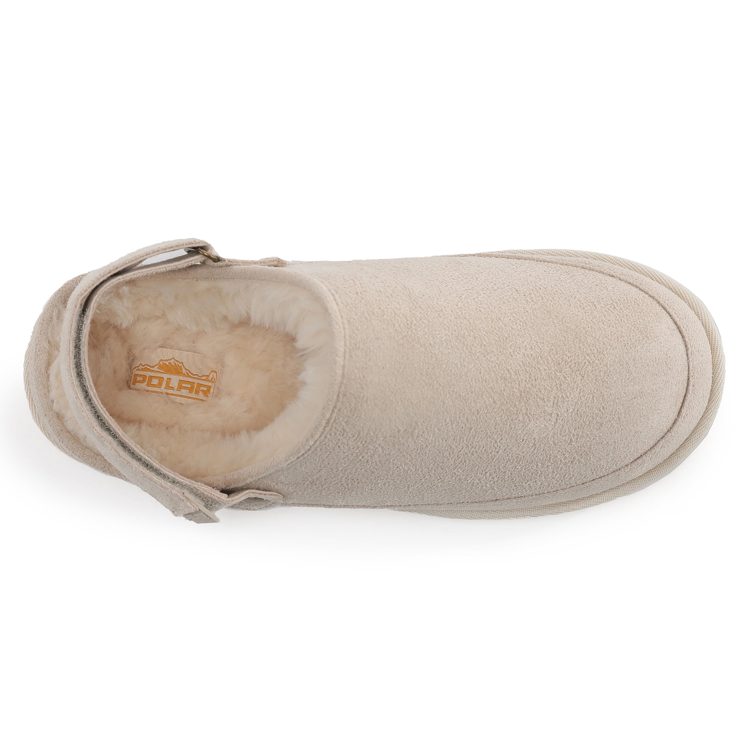 Polar Women's Suede Comfort Faux Fur Slippers – Breathable Slip-On with Adjustable Strap & Lightweight Durable Sole – Casual Everyday Footwear for Home, Travel & Walking – Beige 7