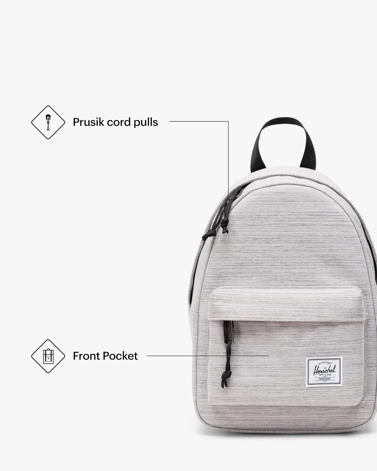 Herschel Legacy Backpack, Light Grey Crosshatch, Mini - 6.5L - Image 4