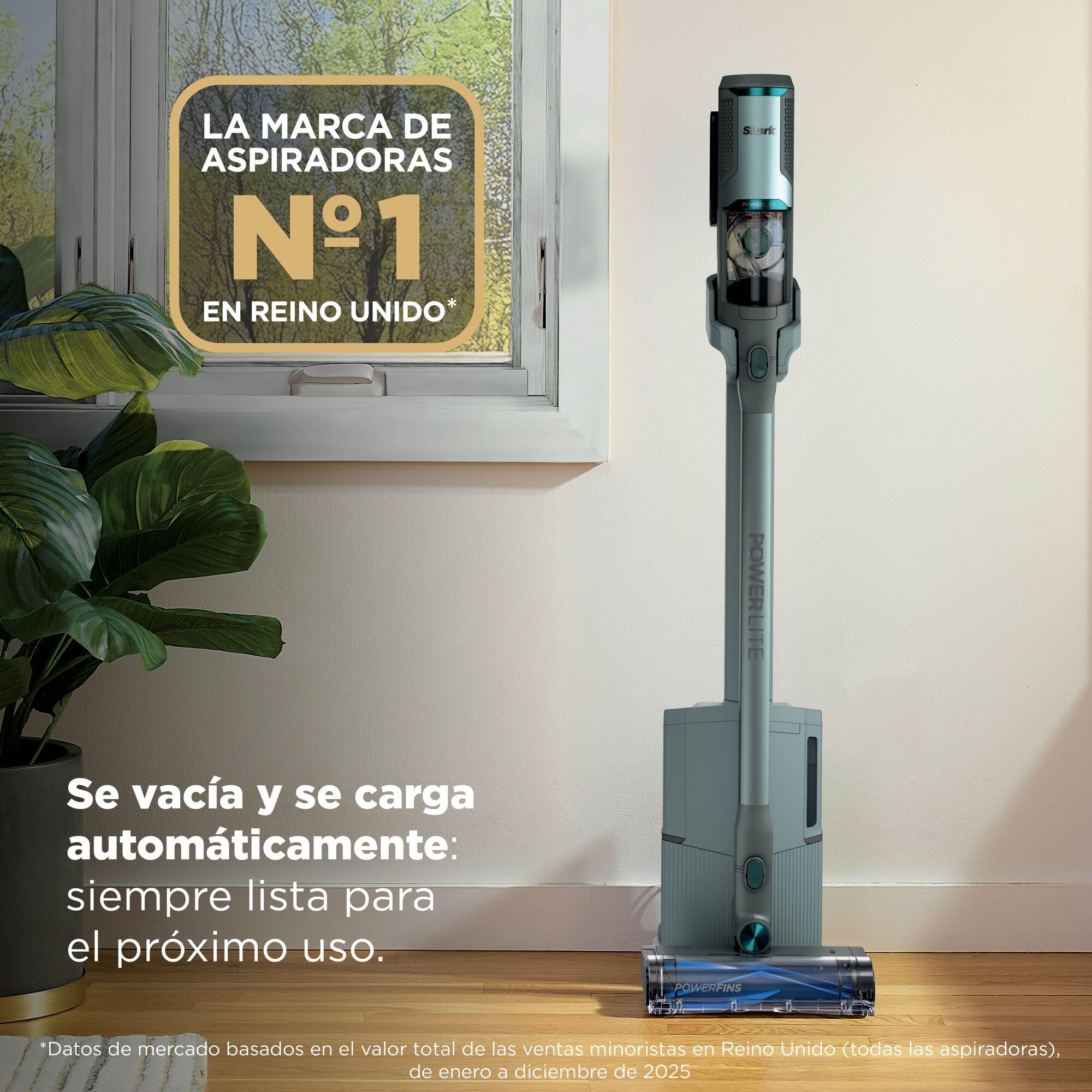 Shark PowerLite Clean & Empty Pet, Aspiradora sin Cable para Mascotas | con Base de Vaciado Automático, Limpieza Multisuperficie Ligera, Filtración HEPA, hasta 40 Minutos de Autonomía, BU3623EUT