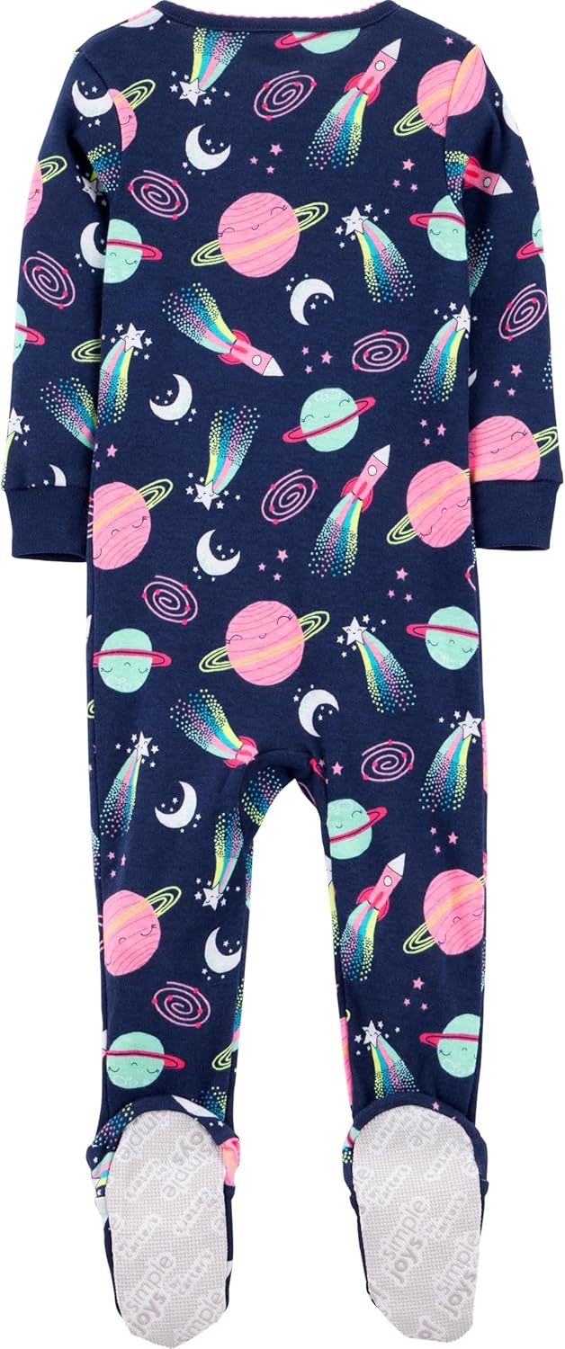 Simple Joys by Carter's Girls 3-pack Snug Fit Footed Cotton Pajamas - Image 2