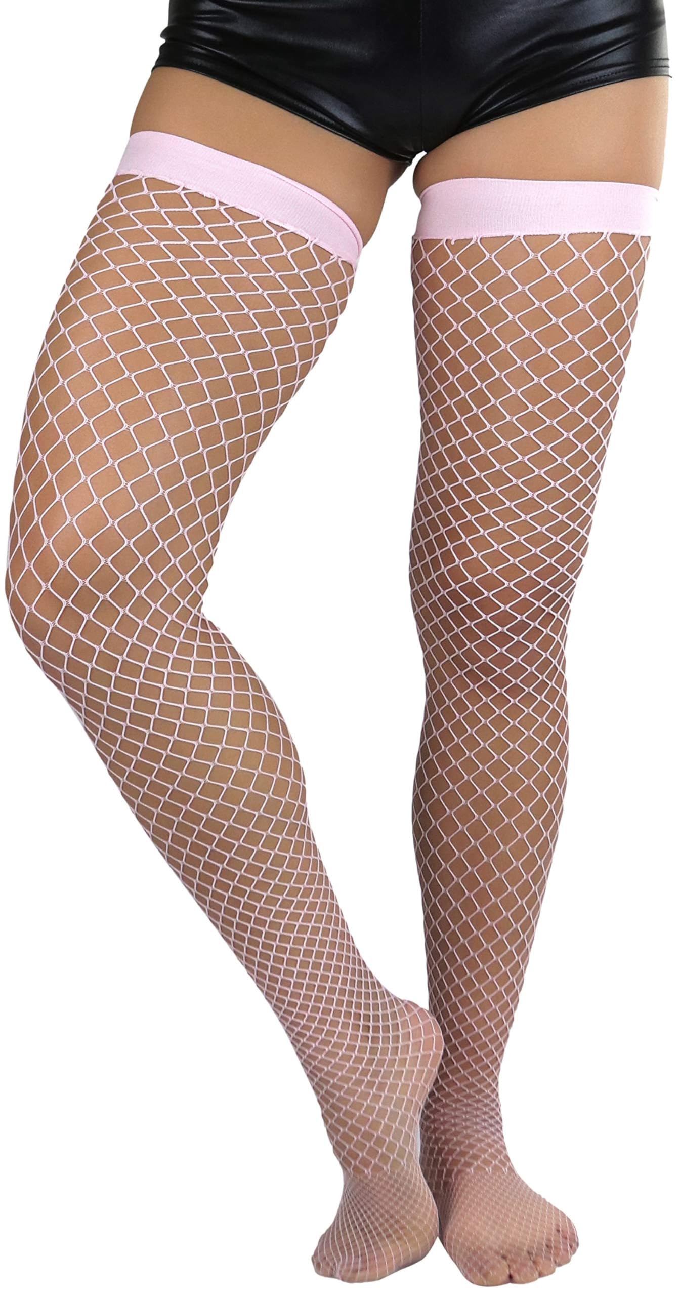 ToBeInStyle Women’s Vibrant Large Net Fishnet Thigh High Elastic Nylon Novelty Stockings