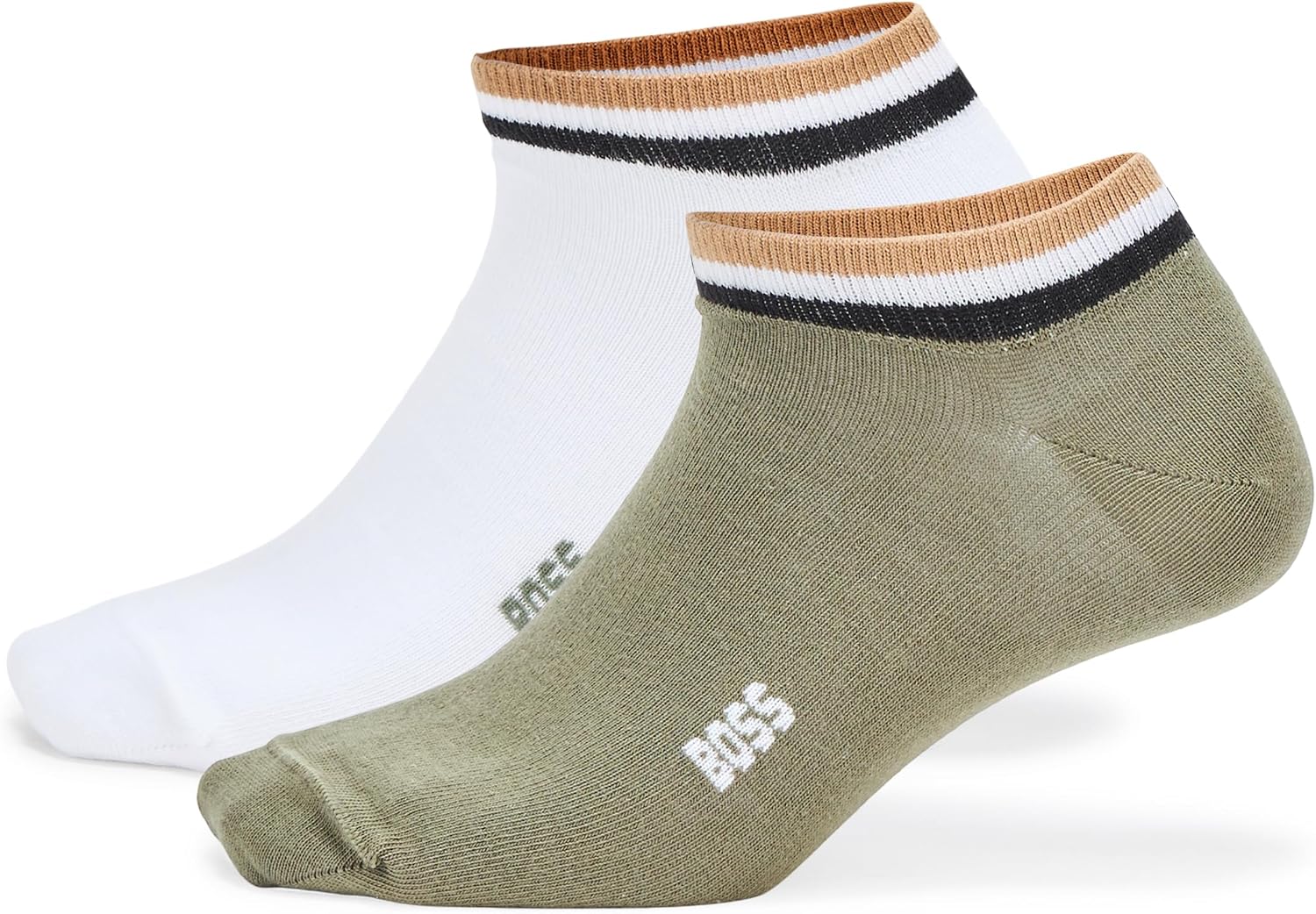 BOSS Men's 2 Pack Iconic Stripe Ankle Band Socks