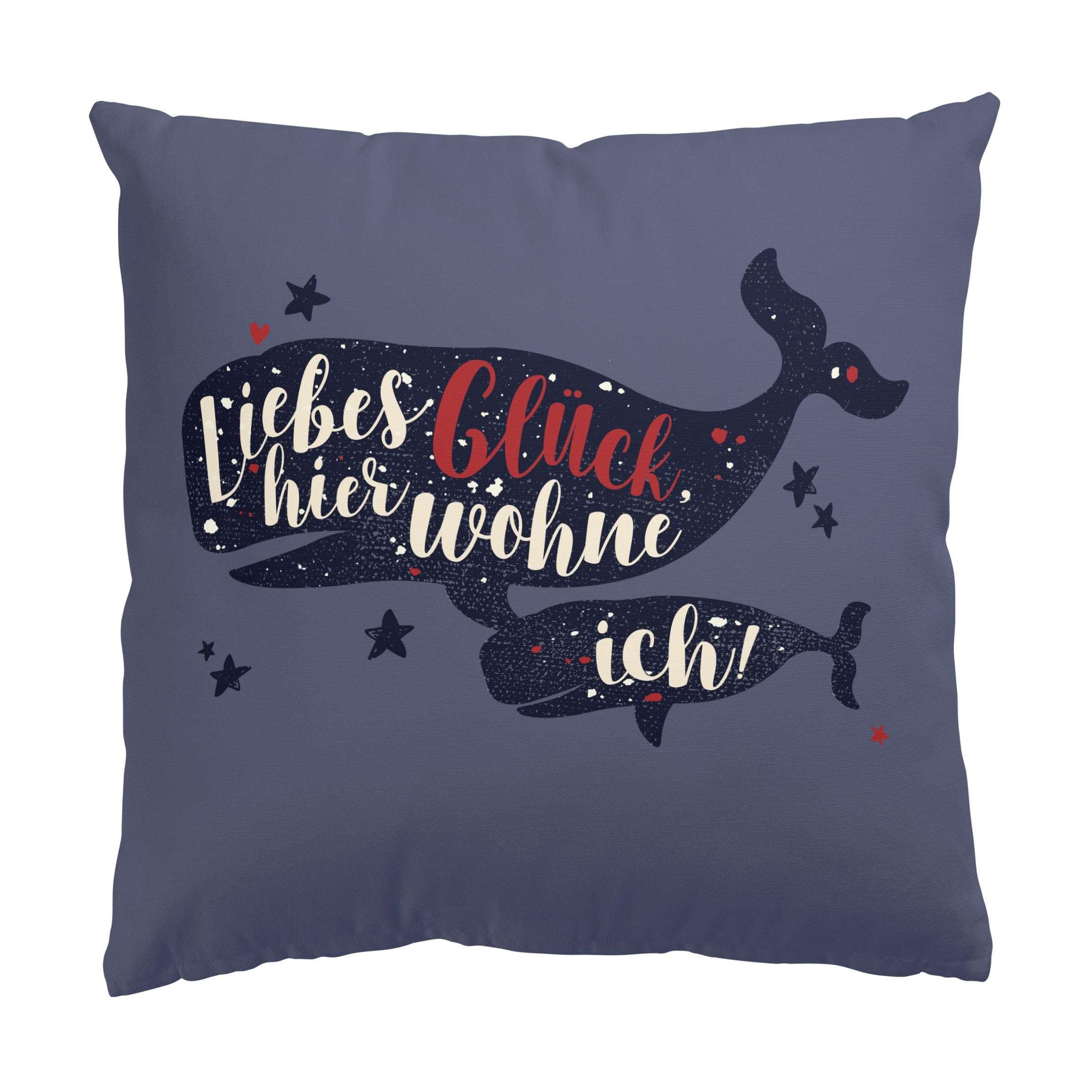 Dekokissen drinnen/Indoor waschbar Sprüche mit Füllung Zierkissen - Made in Germany - Design Bezug blau Sofakissen Illustration Indoor Sofa Bett 1613