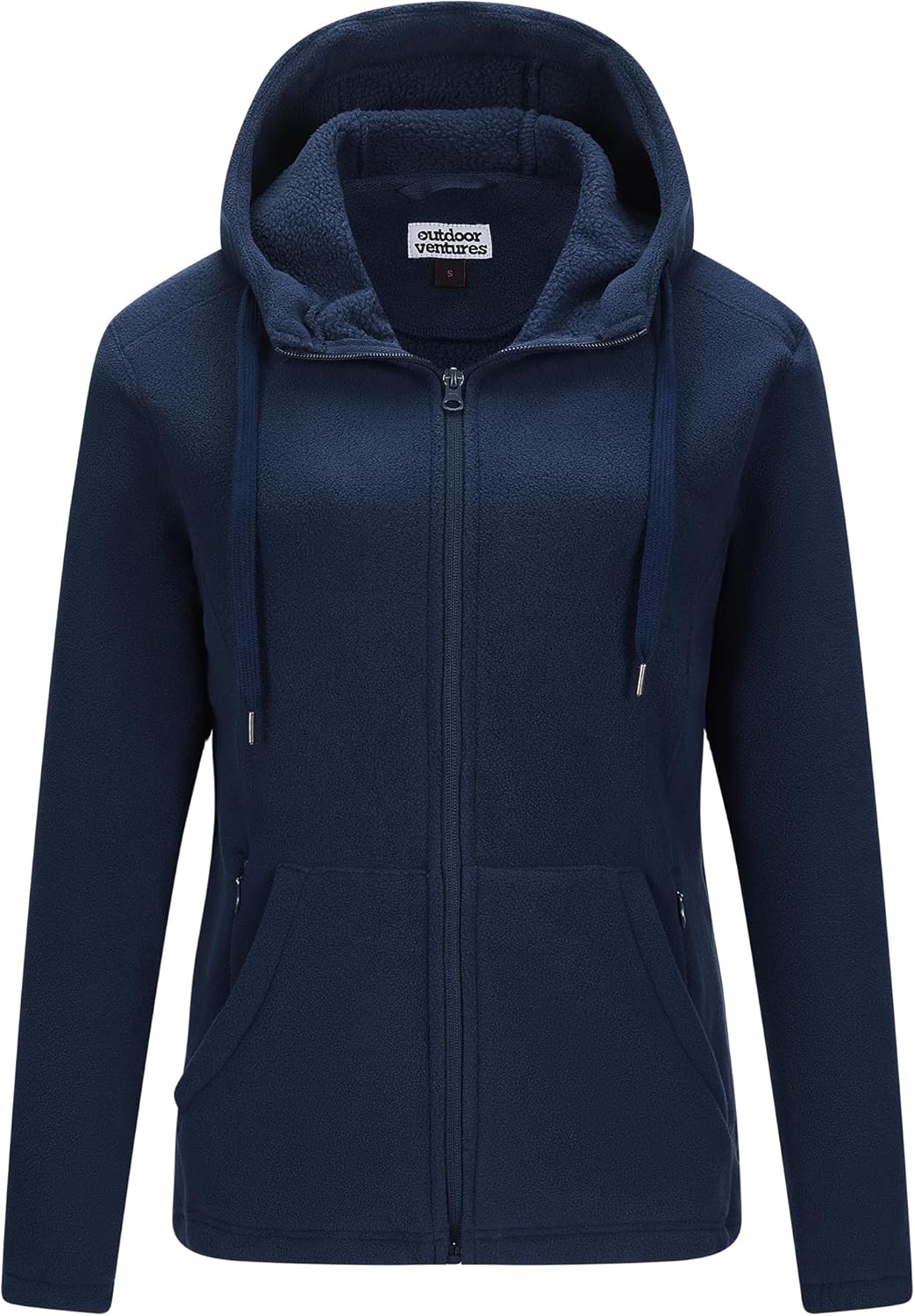 Outdoor Ventures Women's Full Zip Hooded Fleece Jacket Coat with 6 Pockets, Warm Soft Polar Fleece Casual Hoodie Sweatshirt