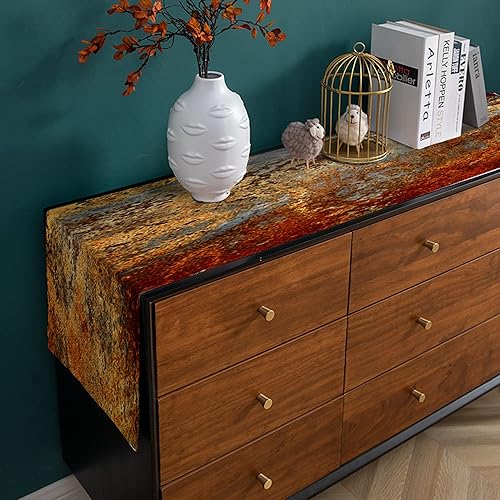 Miniatura 7 de Juego de 6 manteles individuales y manteles individuales de color marrón óxido, metal abstracto colorido, acero, hierro, manchas oxidadas, juego de