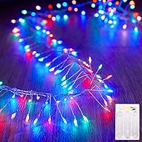 Vista 1 de Luces de Hadas a Batería, 10 Pies 120 LEDs Luces de Cadena Tipo Petardo Impermeables Cable Plateado Luces Estrelladas de Luciérnaga para Bricolaje