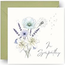Sympathy Cards – Thinking of You - Condolence Card for Bereavement Funeral and Loss – with Sage Green Envelope - Size: 14cm