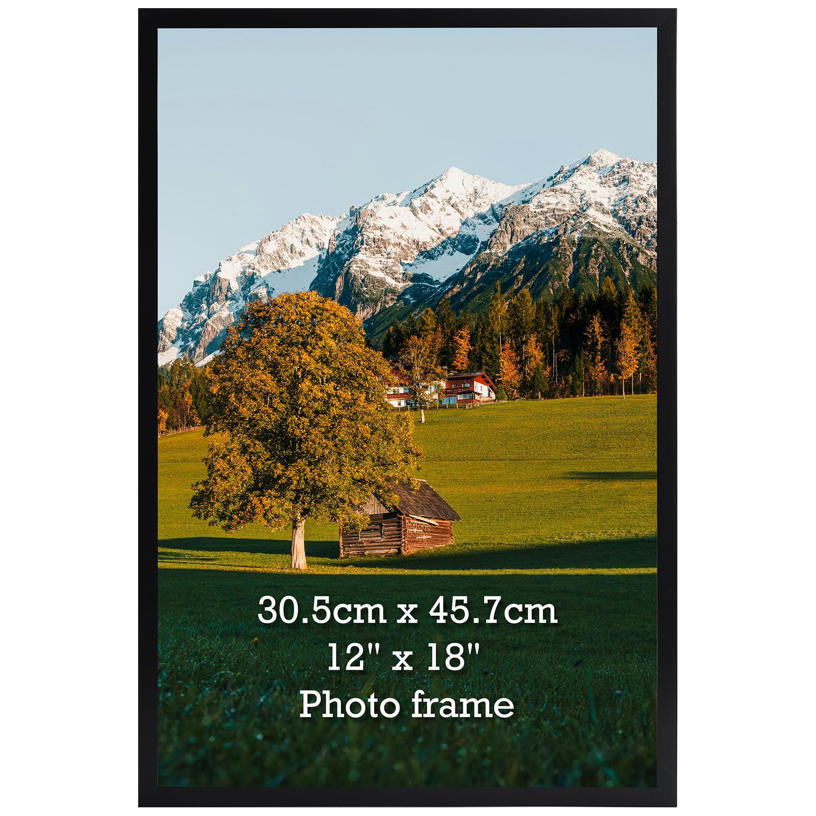 Vasemouh 12x18 inch Picture Frame Black, 18x12 Photo Frame, Single Poster Frame Horizontal or Vertical Wall Mounting for Home, Office, Gallery — image 1