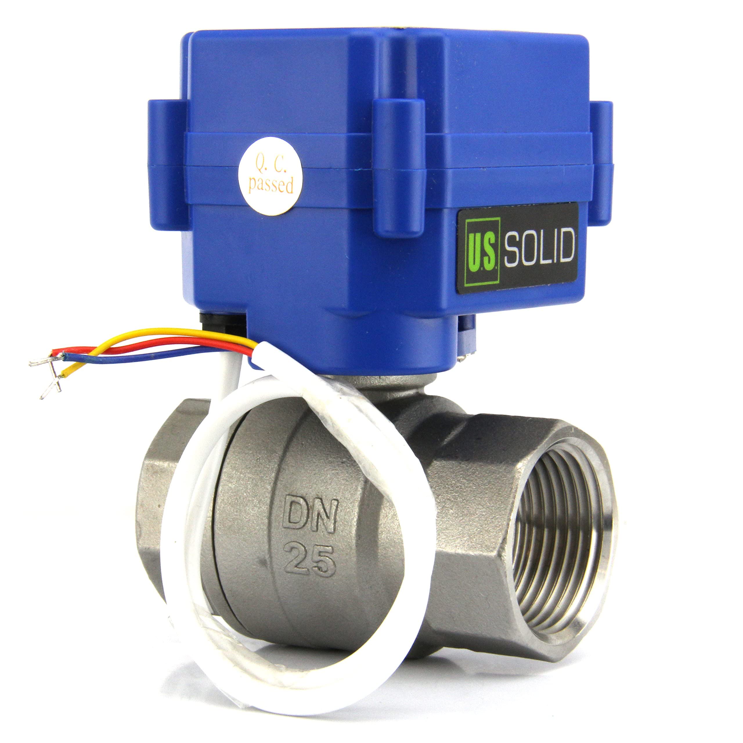 U.S. Solid Valvola a sfera motorizzata 1" in acciaio inox – Porta completa, 9–24 V AC/DC, configurazione a rottura positiva 3 fili