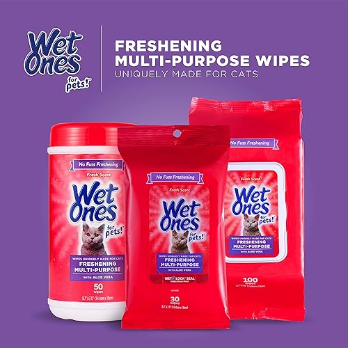 Miniatura 8 de Wet Ones Toallitas multiusos para refrescar mascotas con aloe vera  Toallitas de limpieza para gatos fáciles de usar, toallitas refrescantes para