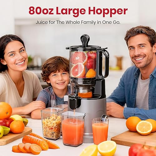 Miniatura 3 de ZeroPrep - Exprimidor de prensa en frío, extractor de jugo de canal de alimentación de 5.9 pulgadas de ancho, tolva grande de 80 onzas, fácil de