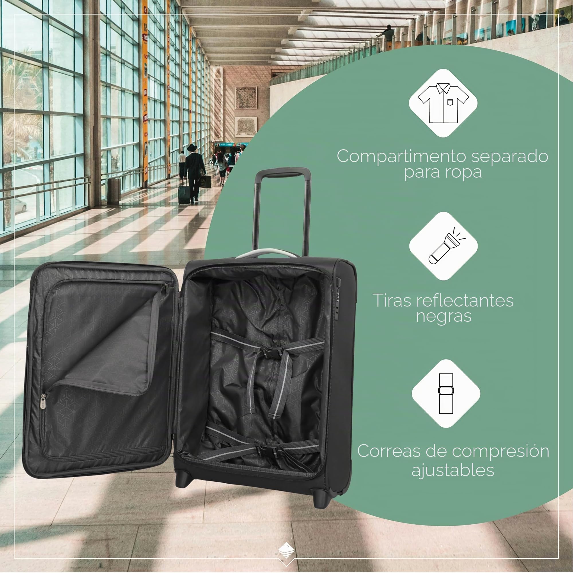 travelite Maleta de Equipaje de Mano con 2 Ruedas para Condor + Ryanair, Cerradura de combinación integrada, Trolley de Equipaje Blando superligero con función de Enganche, 55x40x20 cm, 41 l, 1,7 kg
