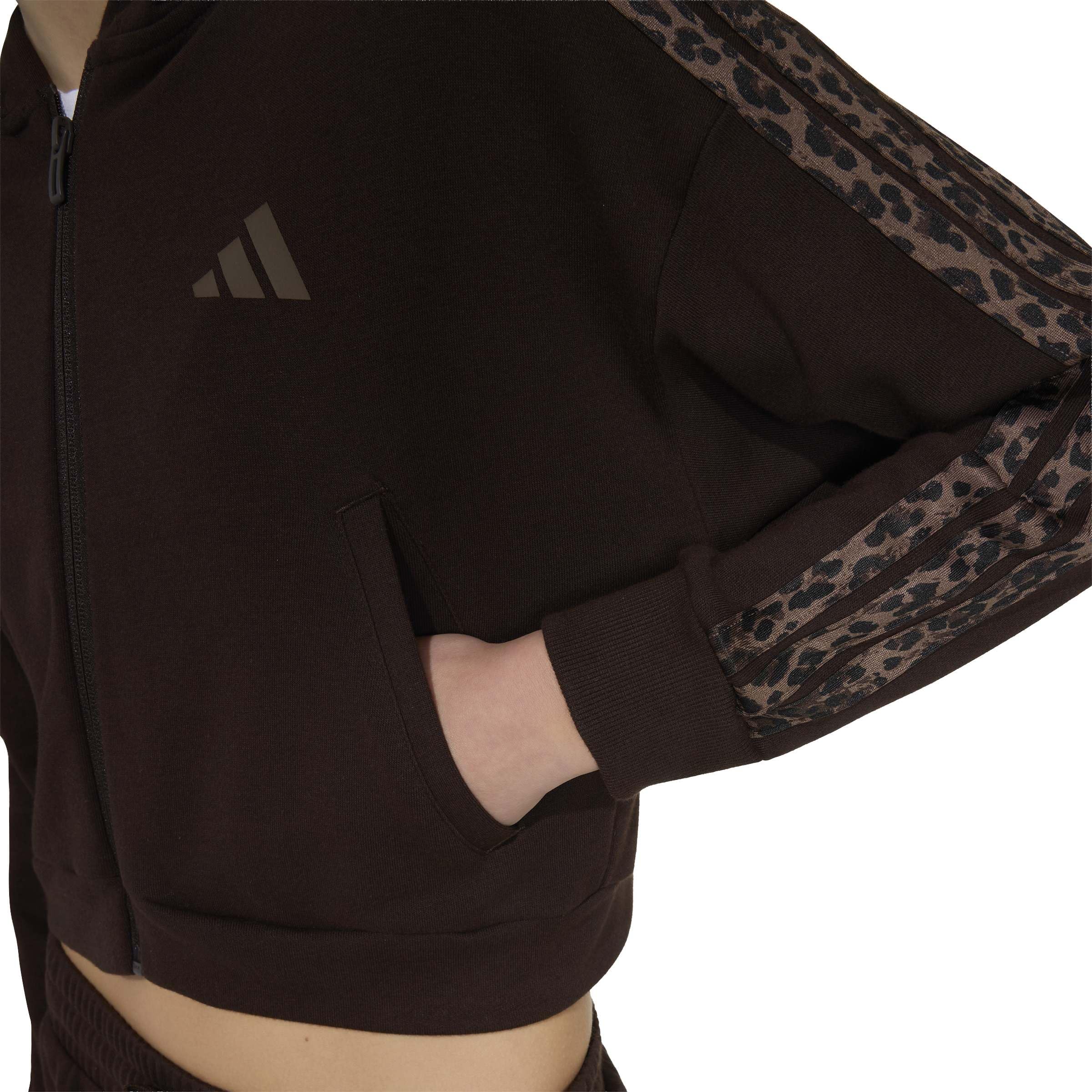 adidas Dziewczynki Seasonals Animal Full Zip Hoodie Sweatshirt, Aurora Coffee/MULTICOLOR/earth strata, 9-10 Years