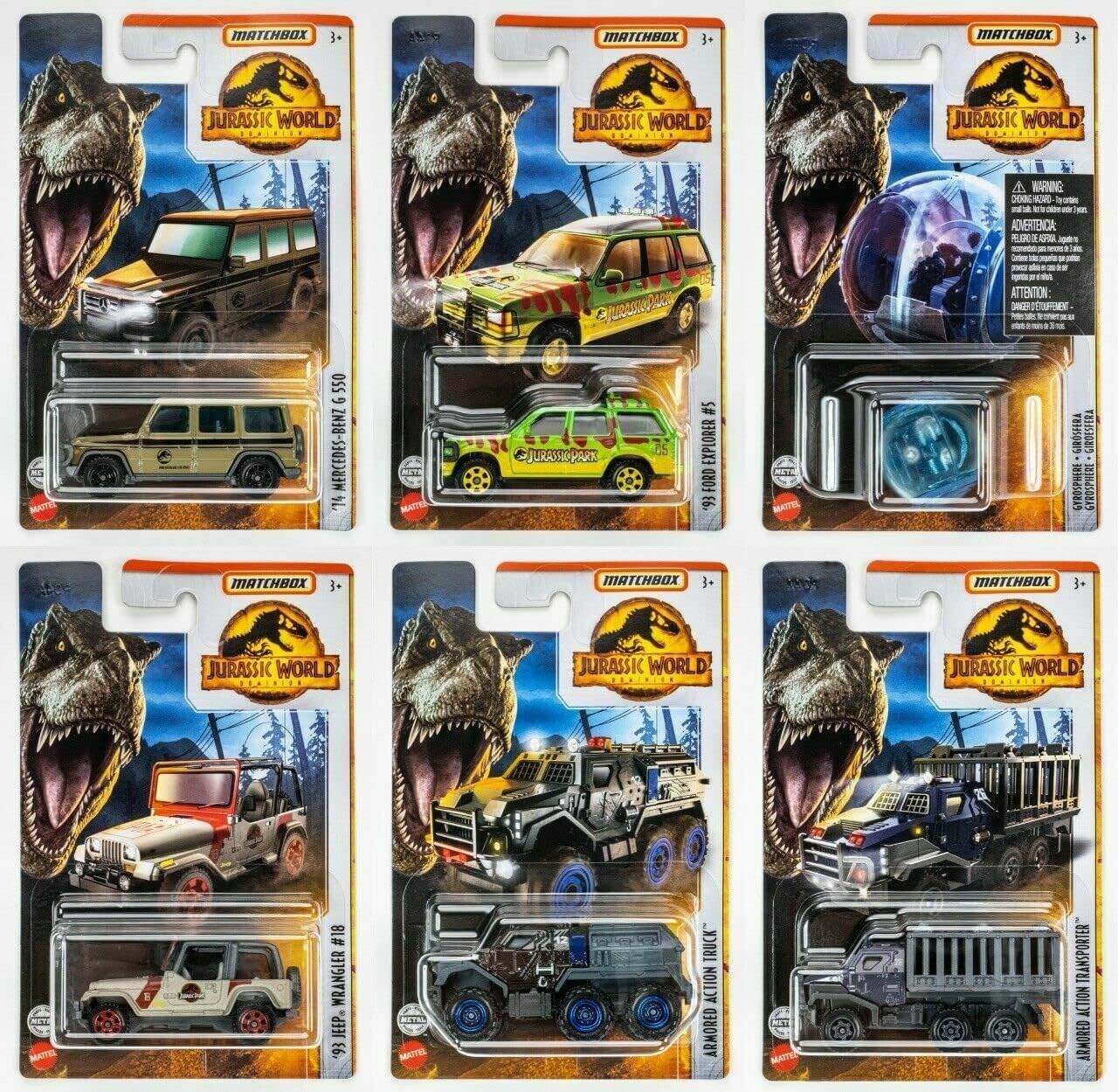 Matchbox Jurassic World Dominion Vehículos fundidos a