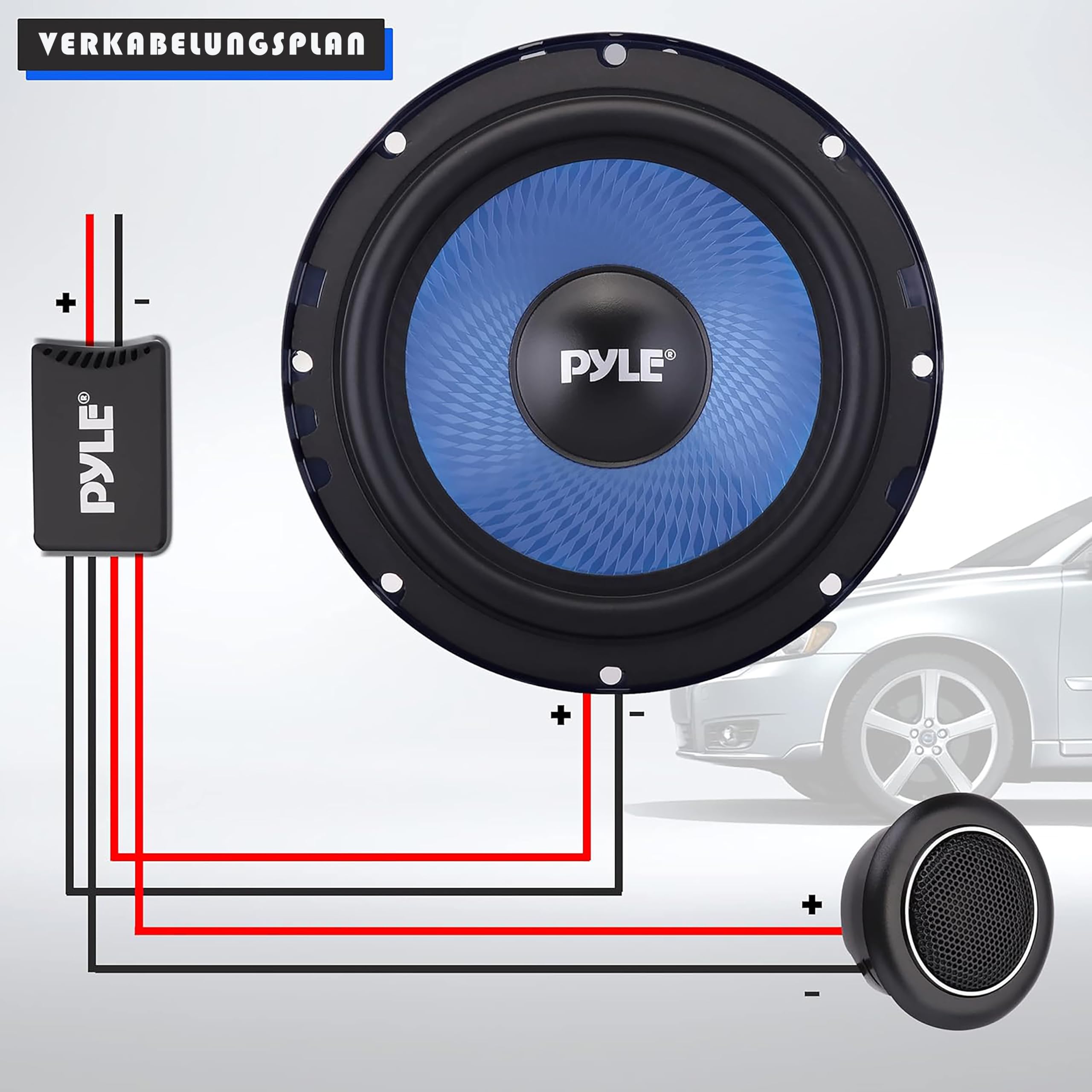 Pyle Auto Lautsprecher 165mm 6.5 Zoll 3 Wege Set 360W - Einbaulautsprecher Auto Kfz Lautsprecher mit Hochtöner Mitteltöner Car Hifi Klang klare Höhen für Soundsystem Upgrade einfache Montage