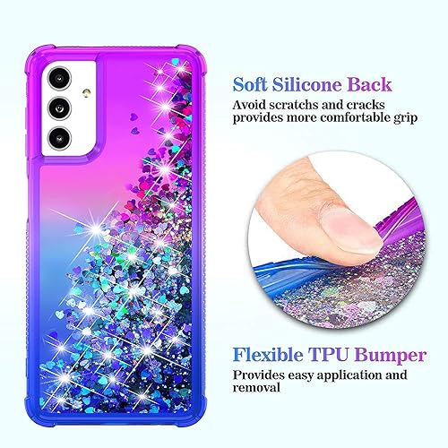 Miniatura 4 de Funda para Samsung Galaxy A13 5G, Galaxy A13 5G, con protector de pantalla HD, degradado de arena movediza con purpurina líquida flotante en cascada