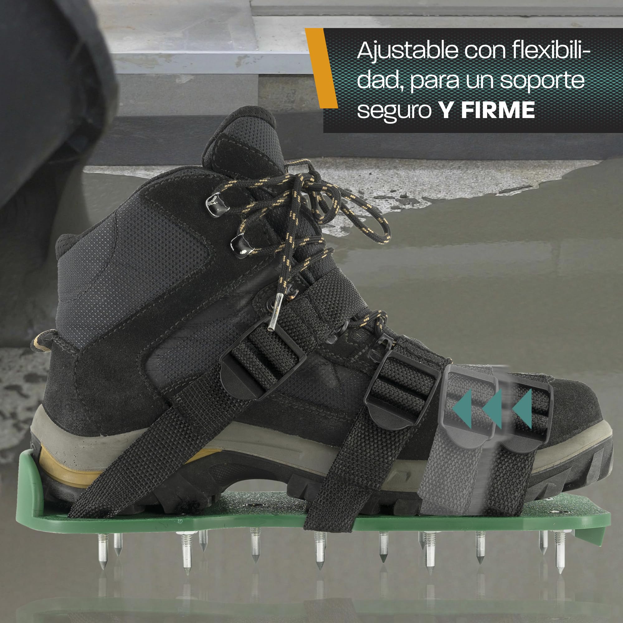 Hinrichs Zapatos Aireador para Cesped - 2 Zapatos de Aireador de Cesped Suela de 30 x 13,3 cm y Púas de 25 mm; Zapatos de Aireador Jardin de Tamaño Ajustable - Aireador Cesped Rodillo