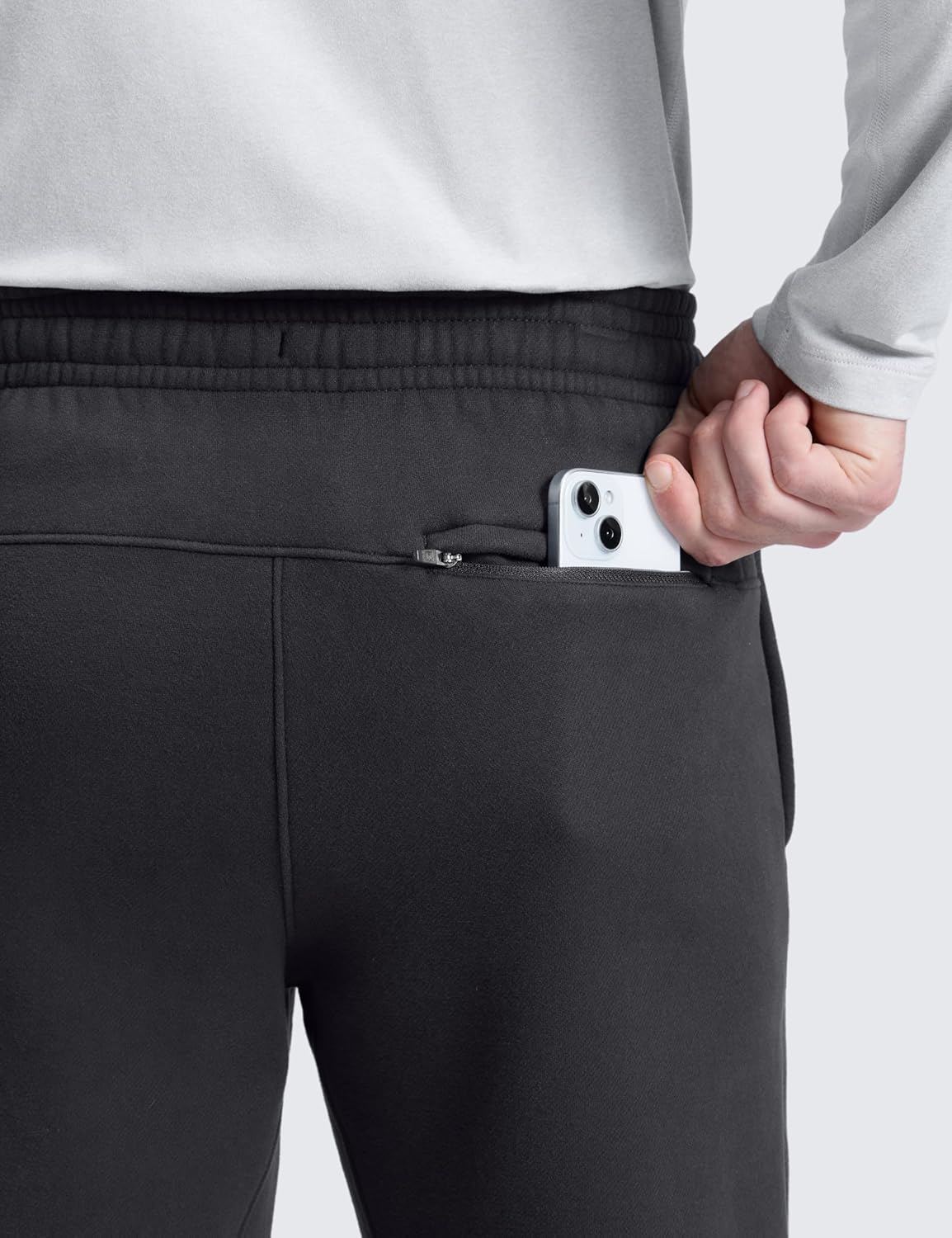 CRZ YOGA Cotton Fleece Lined Sweatpants for Men 30" - Classic Fit Casual Lounge Cozy Sweat Pants Joggers with Zipper Pockets - Image 4