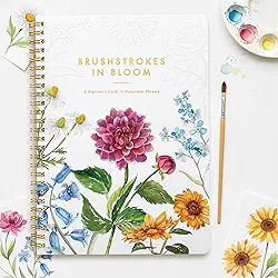 Lindo caderno de exercícios em aquarela para iniciantes - Livro de colorir de água relaxante e fácil de pintar com desenhos florais em papel premium - perfeito para presentear para despertar
