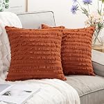 MIULEE Decorative Corduroy Throw Pillow Covers Set of 2 18x18 Cream White | Soft Solid Striped Textured Cushion Cases for Couch Chair Sofa Bed Living Room Boho Square Pillowcases for Home Decor