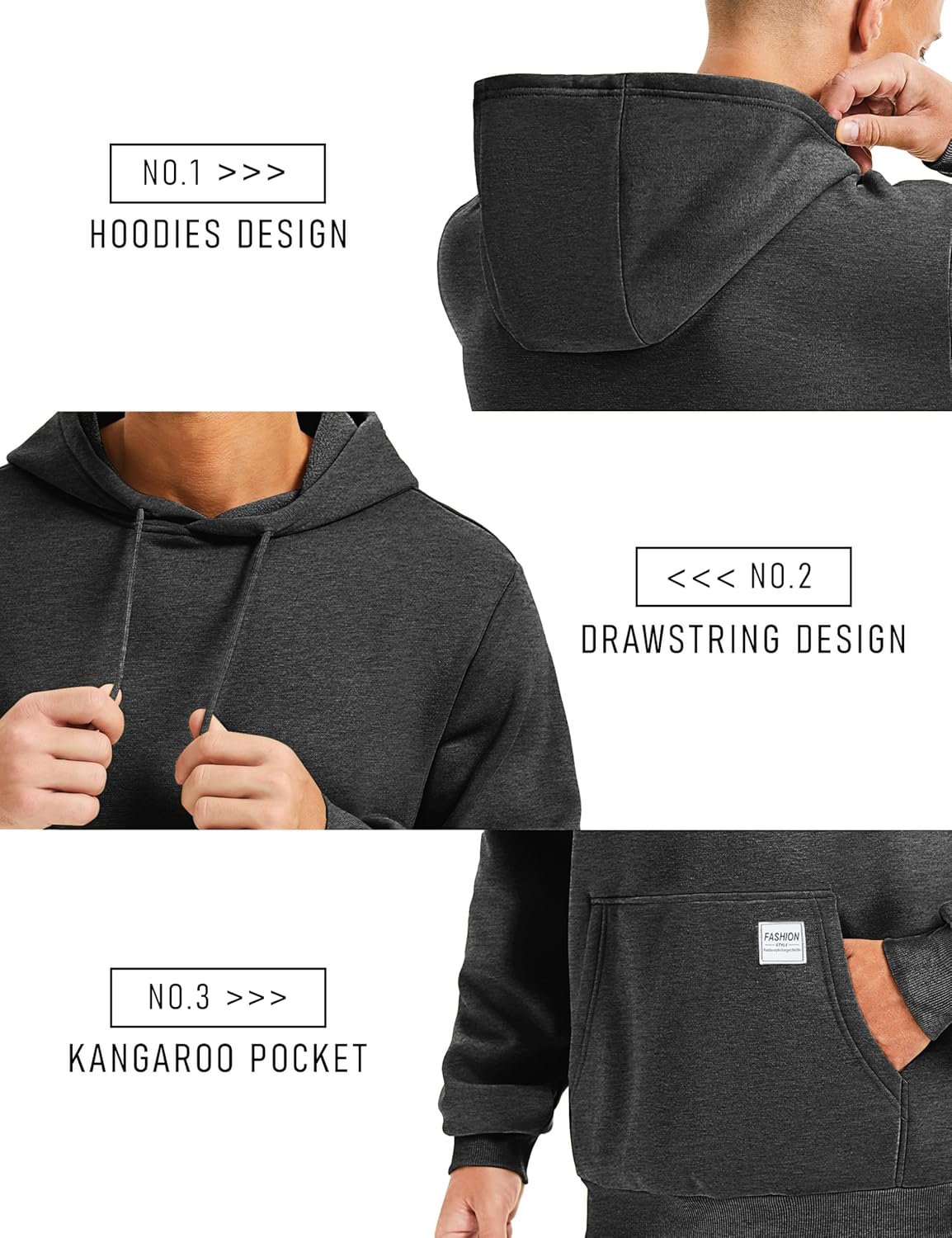 MAGCOMSEN Men's Hoodies Sweatshirts Casual Fashion Fleece Lined Pullover Athletic Hoody with Kangaroo Pocket