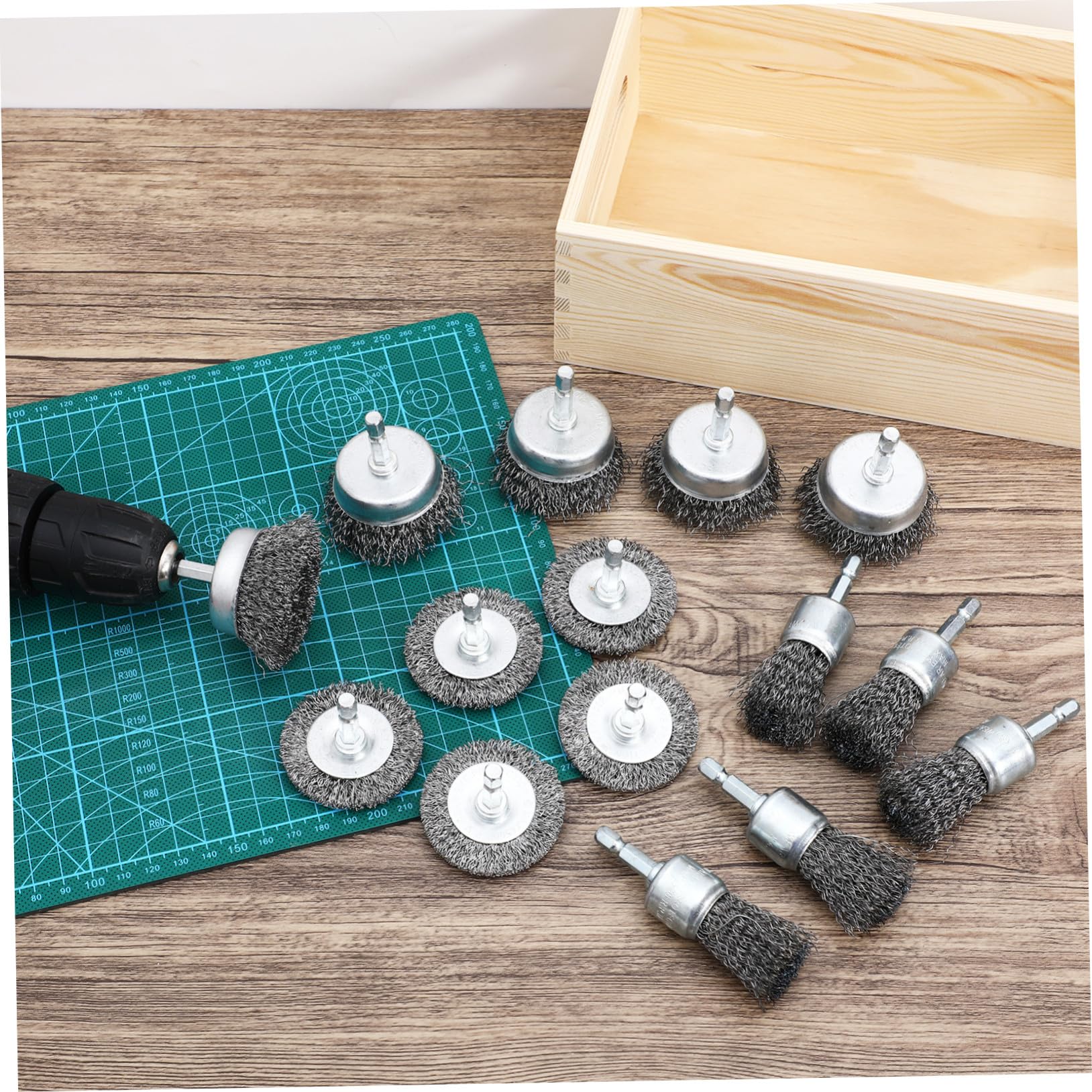 15pièces Lot De Brosses Métalliques Rondes Acier Pour Perceuse Pour Nettoyage Polissage De Métaux