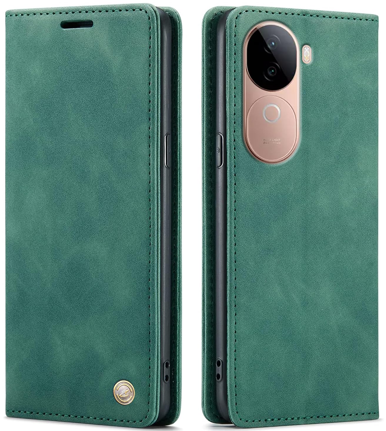 ClickCase for vivo V40e 5G Sheepskin Series Faux Leather Wallet Flip Case with Video Stand & Magnetic Closure Lightweight Flip Cover for vivo V40e 5G (Green)