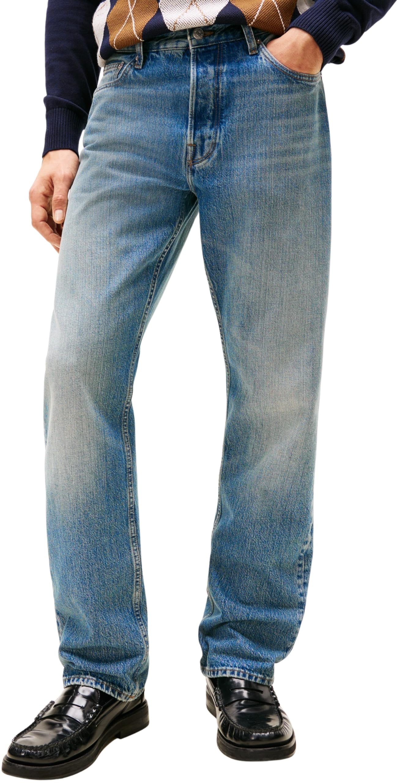 Tommy Hilfiger Men's Denim (Tye Blue) Regular Straight Dover Tye Blue Mw0mw42806 Straight, Denim, 32W / 29L