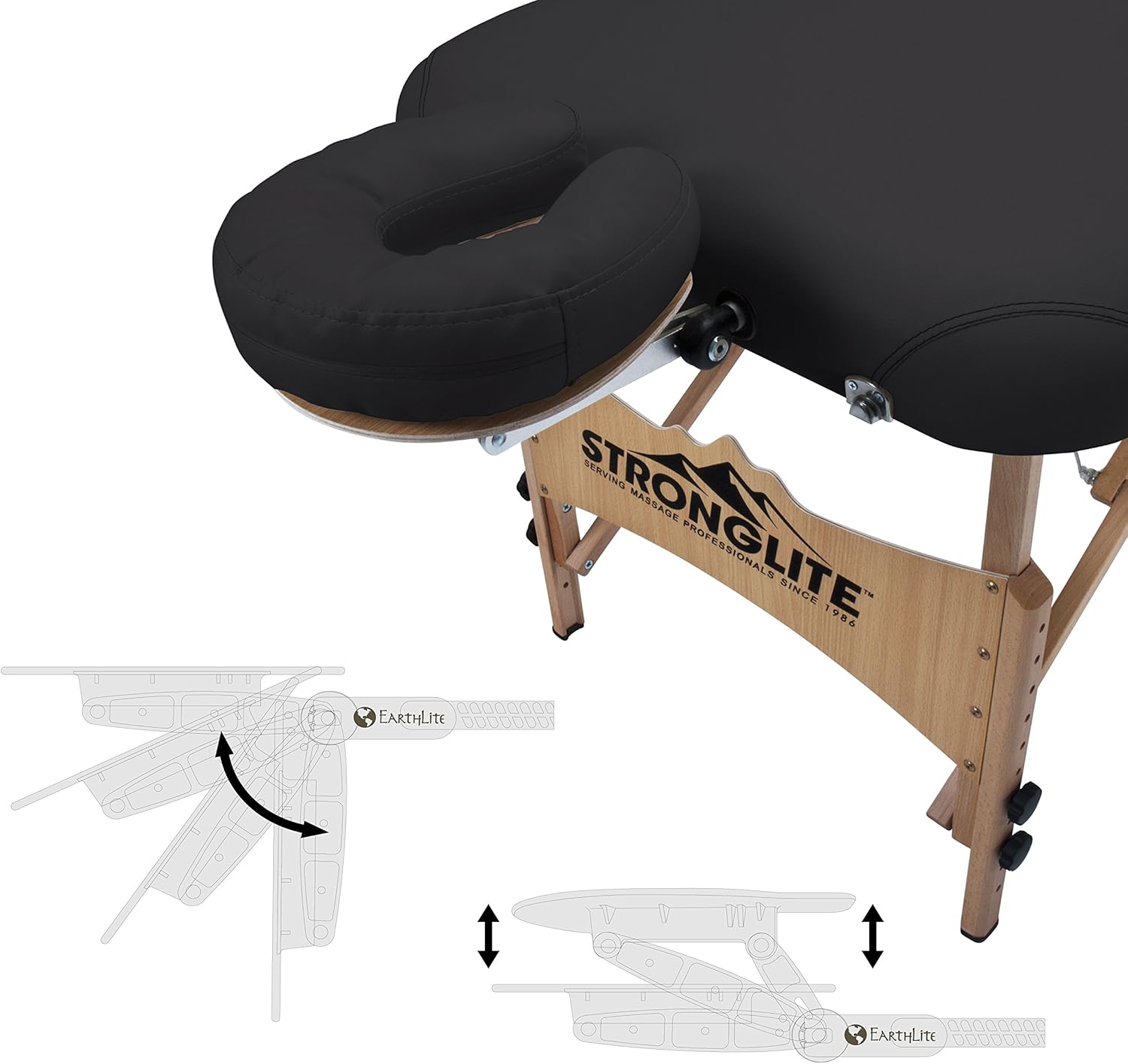 STRONGLITE Portable Massage Table Olympia - Double Knobs, Package w/ Adjustable Face Cradle, Face Pillow, Half Round Bolster, Microfiber Sheet Set & Carry Case (28x73"): Sports & Outdoors