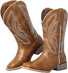 SheSole Bottes de cow-boy extra large pour femmes - Bottes de la Cowgirl occidentale pour les veaux épais, Plus Taille avec semelle élastique cachée, latex amovible & Broderie