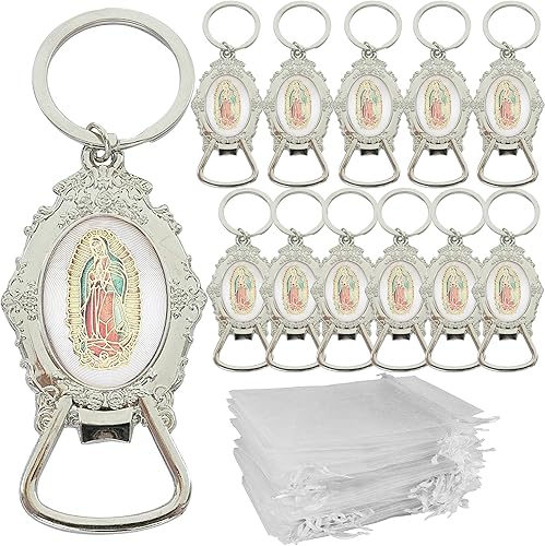 WE Llavero de Bautismo Primera Comunión favorece 12PCS Virgen De Guadalupe Recuerdos de mi Bautizo Niño niña primera Comunión-llaveros