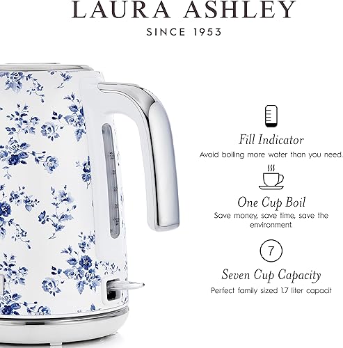 Miniatura 5 de Laura Ashley Hervidor eléctrico de acero inoxidable de 1.7 litros Hervidor eléctrico de hervir rápido de 1500 W para agua hirviendo Hervidores de